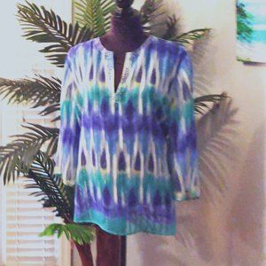 Chico's Size 3 Tunic Blouse w/Bead Detail